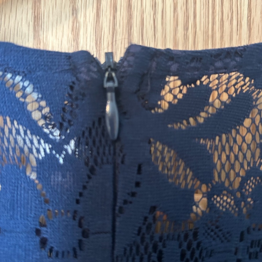 Rebellion Navy Blue Floral Lace Fit and Flare Dress Medium - Picture 8 of 15